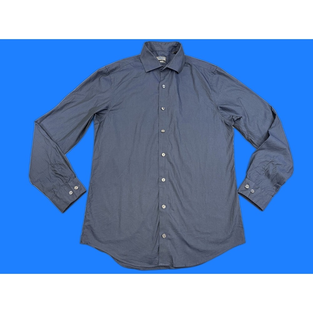 KENNETH COLE REACTION Slim Fit Blue Dress 32 Shirt Mens 15 32/33 Cotton Long